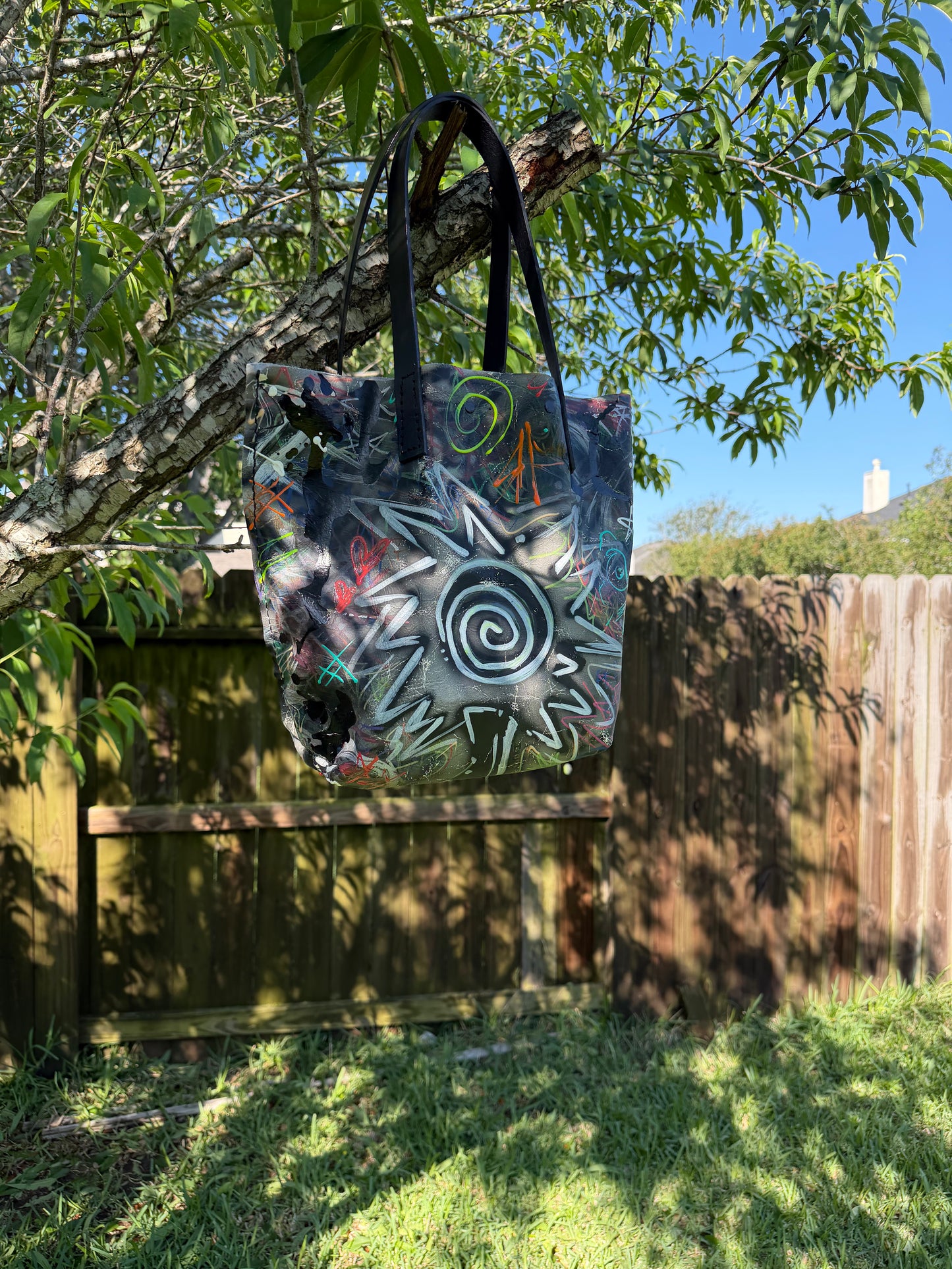Graffiti Leather Tote